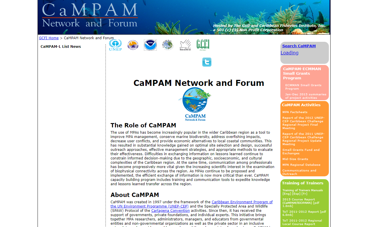 CaMPAM Site Screenshot